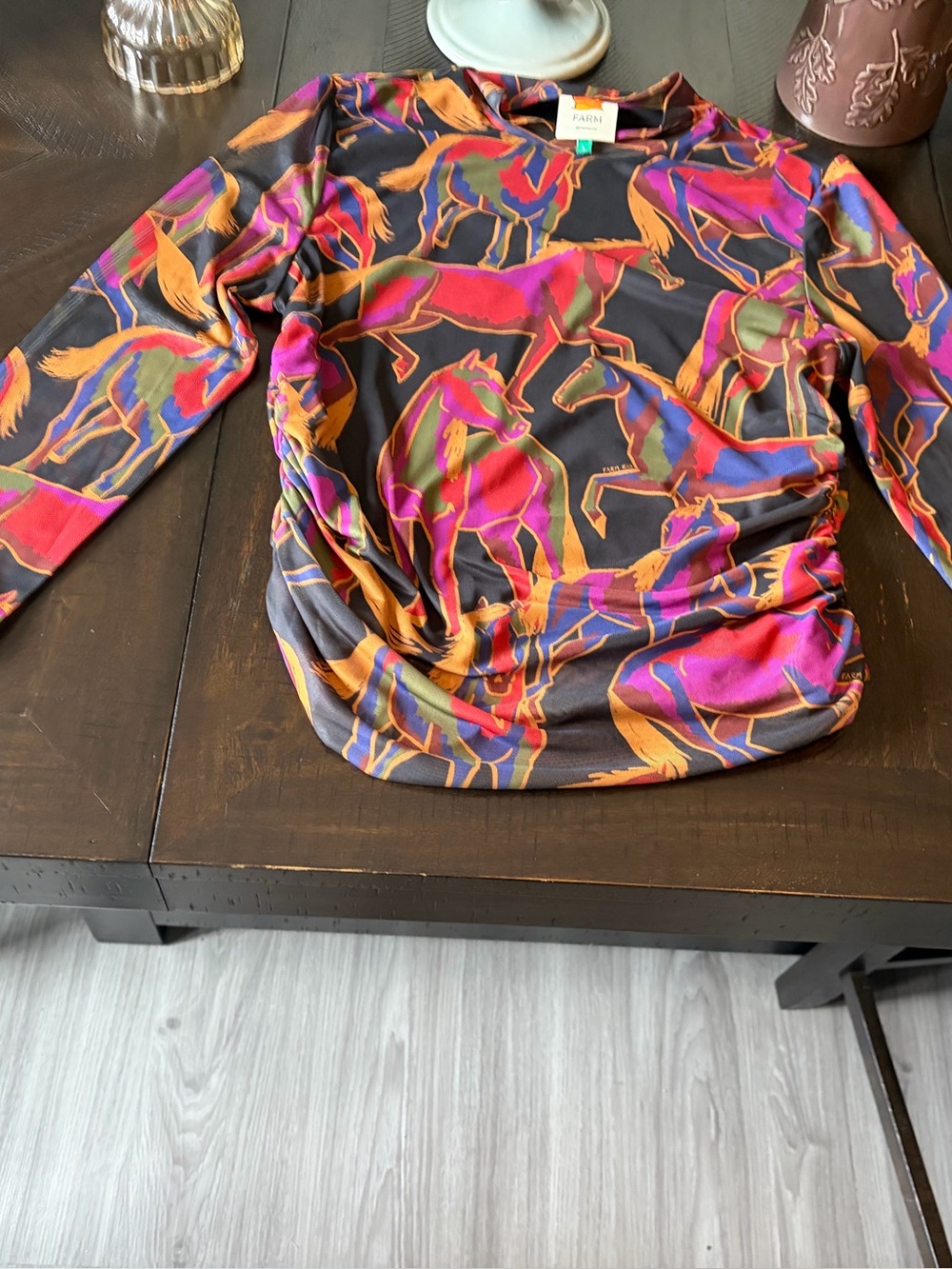 FARM Rio Multicolor Horse Print Long Sleeve Top